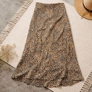 Rachel Zoe Leopard Print A-Line Maxi Skirt - Brown/Tan